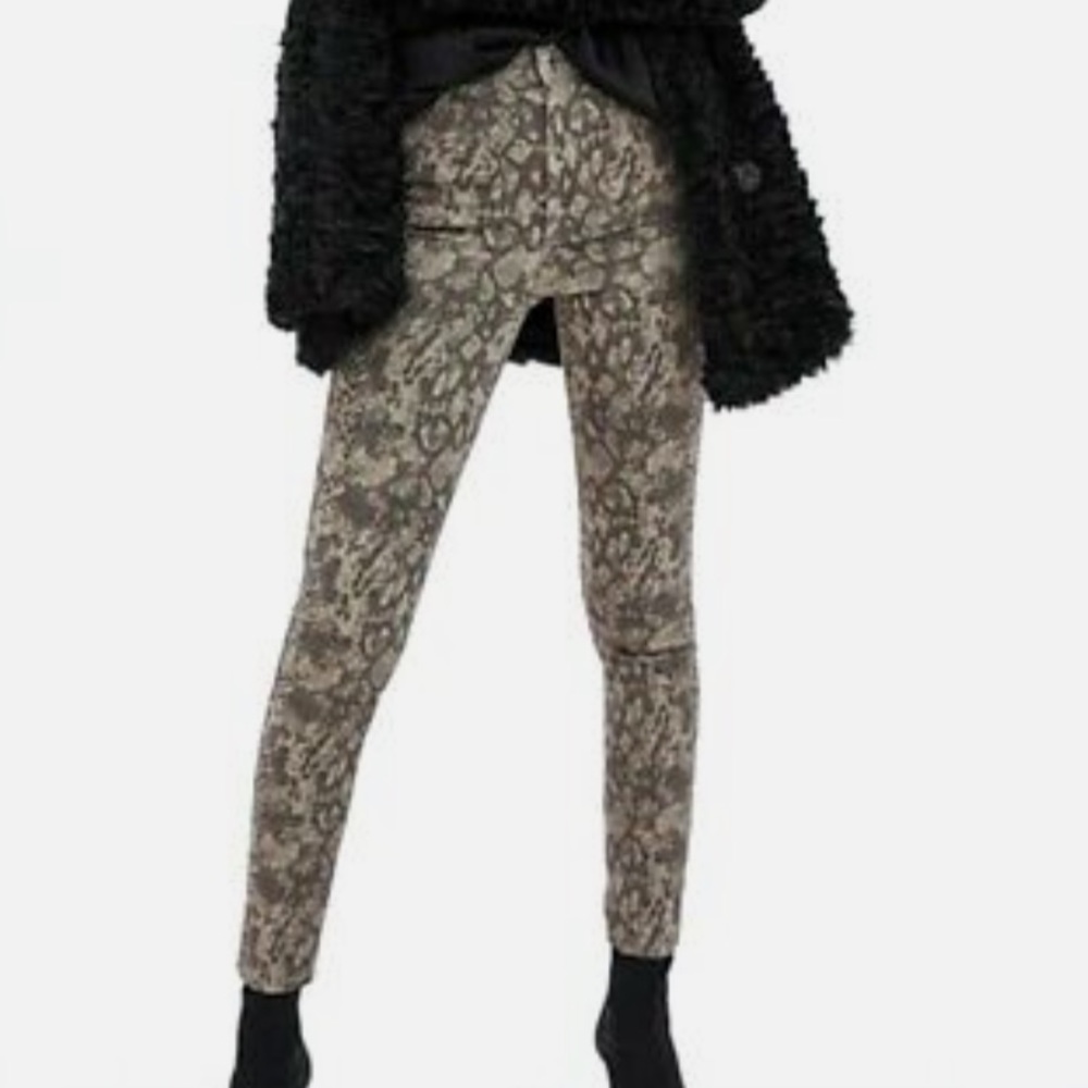 Zara High Rise snake print skinny jeans